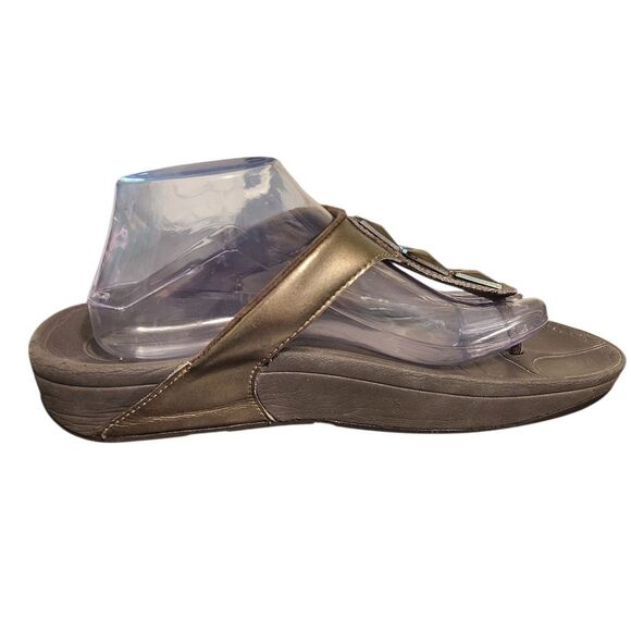 Fitflop Gold Embellished Womens Thong Sandals, Size 11 - Picture 4 of 10